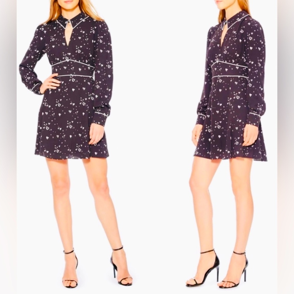 🖤🤍 NWOT! Parker Kaylin Black Heart Print Long Sleeve
Dress ! Size 6🖤🤍